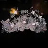 Hårklipp brudkrona handgjorda blinkar vintage romantisk blomma bröllopsklänning smycken kristall huvudbonad tillbehör för kvinnor hårkläder