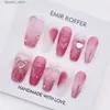 False Nails Sweetheart Rhinestone Cute Kawaii Y2K Pink Press On Nails Supplies Reusable Adhesive False Fake Stick On Nails Q231114