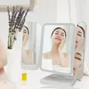 Spiegels Compacte spiegels Driebladige make-upspiegel LED-verlichting Dorm Dressing Mirror Beauty Verlicht uw invullicht met Smart Complementary Mak