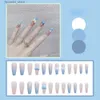 False Nails Heallor 24 st/box Tryck på naglar Artificial Full Cover Manicure Tool Wearable Nail Tips Coffin False Nails Fake Nails Q231114