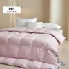 Sängkläder sätter lofuka kvinnor rosa 100% gås ned fyllmedel täcke tröstare täcke vit bomull täcke drottning kung hela säsongen filt för sömn gåva 231113