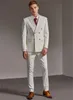 Herrenanzüge Blazer Elfenbein gestreifter Blazer Revers Zweireiher Hochzeit Smoking Outfits Luxus Masculino Slim Fit Kostüm Homme 231114