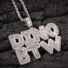 Pendant Necklaces UWIN Custom Charm Iced Cubic Zircon Small baguettecz Initial Letters Pendant Necklace Words With 4mm CZ Tennis Chain Jewelry T230413