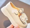 Printemps automne filles chaussures en cuir avec nœud papillon perles perles princesse doux mignon doux confortable enfants chaussures plates enfants chaussures