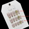 Faux Ongles Presse À La Main Sur Les Ongles Ballerine Oeil Chat Design Cercueil Manucure Décoration Portable Complet Avec Colle Acrylique Ongles Pour Les Filles Q231114