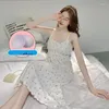 Kadınların Sweetwear Sexy Nightgowns Kadınlar kolsuz gevşek moda gündelik Kore tarzı uyku-shirtler tatlı kızlar basılı kız elbise göğüs ile