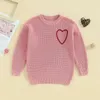 Set maglioni per bambini carino dolce cuore ricamo magliette in maglia per San Valentino bambina bambina manica lunga vestiti invernali caldi 231114