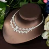 Naszyjne kolczyki Zestaw Hibride dwie warstwy cyrkonia Wedding Leaf Flower Women Bridal and Carring Ensemble de Bijoux n-988