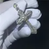 Colares de luxo moda longa zircon cruz pingente colar para mulheres homens oração crença colares festa de casamento aniversário presente jóias 231114