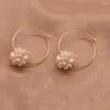 Hoop Earrings Simple Daily Delicate Stainless Steel 18KP Freshwater Pearl Earring Dating Dancing For Women 2023