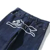 Calça masculina kpop desenho animado cão estampar retro lavado homens jeans calças hole rasgado casual feminino jeans calças de jeans pantalones hombre 230414