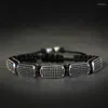 Strand Classic Mwn Bracelet Homme Luxury Charm Black Micro-inlaid Zircon Oval Copper Beaded For Men Jewelry Pulsera Hombre