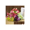 Flores decorativas grinaldas flores decorativas 1 buquê 21 cabeça artificial falso rosa ing festa decoração de casa flor de seda entrega h dhmuk