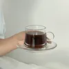 Verres à vin Tasse réutilisable avec une soucoupe tasses en verre de luxe pour le café bon service à thé tasse à expresso service à thé barre thermique glacée froide