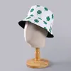 Wide Brim Hats Summer Outdoor Four-leaf Clover Printing Reversible Bucket Hat Versatile Flowers Sunscreen Basin Female