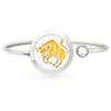 Bangle 2 st/set Leo rostfritt stål Zodiaken Essential Oil Diffuser Locket Armband Bangles med 10st gratis kuddar