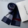 Scarves 2023 Classical Men'S Winter Plaid Scarf Warm 100% Pure Wool Neck Scarves Soft Cashmere Scarves British Style Man Business Scarf YQ231114