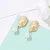 Stud Earrings Vintage Gold Color Women Face Design For Girls Jewelry