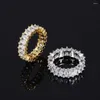 Pierścienie klastrowe Funmode luksusowe błyszczące zaręczyny z cyrkonem dla kobiet Baguette Finger Pierścień Anelli Donna Wholesale FR88