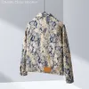 Мужские куртки 23ss Designers Denim Мужчины Женщины Destroyed Tie Dye Жаккардовые цветы Париж Отворот с воротником Уличная одежда Синий