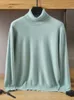 Herrtröjor Mvlyflrt 100% Pure Mink Velvet Cashmere Sweater High Lapels Pullovers Sticked Winter Tops Long Sleeve Highend Jumpers 231113