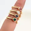 Cluster Rings Ins Creative Zircon Heart-Shaped Ring Simple Retro Colorful Peach Heart For Women Girls Fashion Jewelry Gift