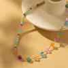 Girocollo Collana di perline di pietra colorata Collare a catena di clavicola di nicchia Pendenti personalizzati Suerte