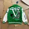 Herenjassen Modemerk Heren damesjas L Vintage Los Lange mouw Groen Honkbal Heren Hip Hop Herfst Varsity Casual warme bomberkleding 55