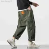 Men's Pants Side Pockets Cargo Harem Joggers Pants Men 2023 Military Army Green Pants Casual Harajuku Streetwear Sweatpant Male Pants baggy W0414