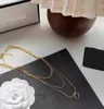 Women Luxury Brand Designer Double Letter Pendant Necklaces Simple 18K Gold Plated Sweater Newklace Clavicular Chain Valentine's Day Wedding Jewerlry Accessories