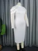 Vestidos informales Midi blanco elegante cuello alto encaje manga larga con bordado cinta de hombro elegante vestidos para ocasiones formales 4XL