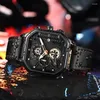 Wristwatches Square Sports Big Dial Date Multiple Time Zone Watch Casual Alloy Waterproof Technology Men Women Quartz Watches