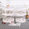 Envoltura de regalo Capas dobles Cajas de embalaje de cupcakes transparentes Caja redonda de fiesta de feliz cumpleaños con bandeja extraíble Accesorios de cocina Estuches de panadería