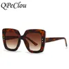 Occhiali da sole 2022 New Fashion Big Frame Square Occhiali da sole Donna Brand Vintage Rivet Occhiali da sole Donna Shining Shades Oculos De Sol T230414