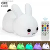 Veilleuses Lampe en silicone Veilleuse colorée avec design en forme de lapin Contrôle du robinet Lumière d'ambiance Décoration de la maison Cadeau de vacances pour enfants Q231114