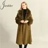 Women's Wool Blends Womens Cashmere Wool Coat Trench with Real Fox Fur Collar and Cuff Double Face High End Belt Long Pocket Luxury Ladies Outerwear 231113