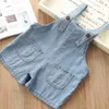 Kombinezon dfxd Summer Baby Denim Spodnie Moda maluch chłopców dziewczęta solidne luźne dżinsy suwdowe spodnie dziecięce spodnie 1-5T 230414