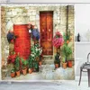 Shower Curtains Tuscan Shower Curtain Colorful Flowers Outside Home in Door Image Cloth Fabric Art Bathroom Decor R231114