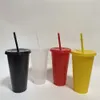 Vattenflaskor 5st Straw Cup Tumbler With Lid återanvändbar plast Transparent kall dryck Kök Tillbehör 700 ml 230413