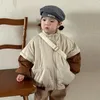 Manteau en duvet pour enfants, Parkas d'hiver, doublure polaire, épais, fermeture éclair, col roulé, manteaux matelassés, couleur contrastée, manches longues, vestes chaudes pour filles