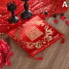 枕チャイニーズスタイルの座席赤い年バレンタインデイウェディングギフトホーム装飾ブレンドニールスクエアベイウィンドウソファバック枕
