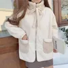 Korki damskie płaszcze jagnięcy płaszcz wełniany żeński zima koreańskie luźne kieszenie h grube ciepłe parkas kobiety bawełniane kurtka japońskie kurtki