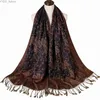 Scarves Pashmina Silk Scarfs Shl Wrap Paisley Jacquard Flowers Borders Rave 2 Layers Reversible Rave Tassels For Women 70X180cm 200g YQ231114