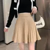 Spódnice 2023 dzianina plisowana spódnica kobiety sweter wysoki talia jesień zimowy solidny elastyczny dzianinowy mini mini
