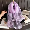 Foulards 2023 Soie Femmes Écharpe Chaud Laine Châles Lady Wraps Bufanda Floral Pashmina Broderie En Gros Hijab Doux Long