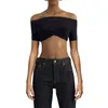 Bloups feminina Mulheres Sexy Off ombre tops de manga curta Malha RUCHED Top Summer Slim Fit T-shirt saindo Y2K Blouse