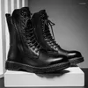 Boots Men's Leather Waterproof Lace Up Mid-Calf Oxford Dress Casual Business Work Daily Shoes For Men