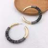 Hoop Earrings Bohemian Simple Splicing Color For Women Gold Plated Snake Pattern Weaving Creative Circle Earring