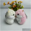 Keychains Lanyards Lovely Keychain Cute Hamster Key Chain Baubles Pendant Plush Toys Decoration Animal Dolls Keyring Handb Dhgarden Dh4Nv