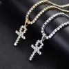 Classique rétro brillant cubique zircone croix pour hommes femmes mode or argent couleur cristal croix ras du cou pendentif collier bijoux de fête